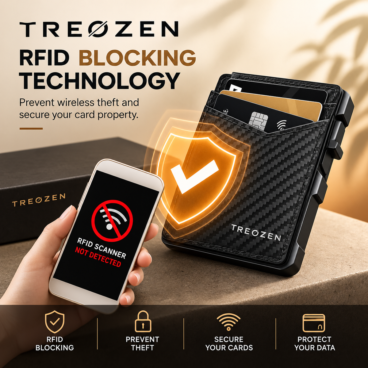 TREOZEN Smart AirTag Wallet – Slim RFID Blocking Pop-Up Card Holder