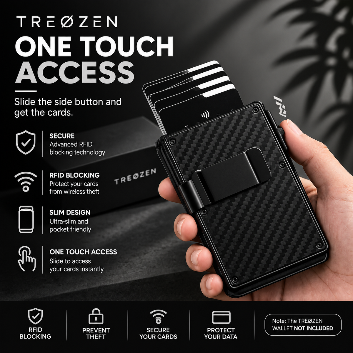 TREOZEN Smart AirTag Wallet – Slim RFID Blocking Pop-Up Card Holder