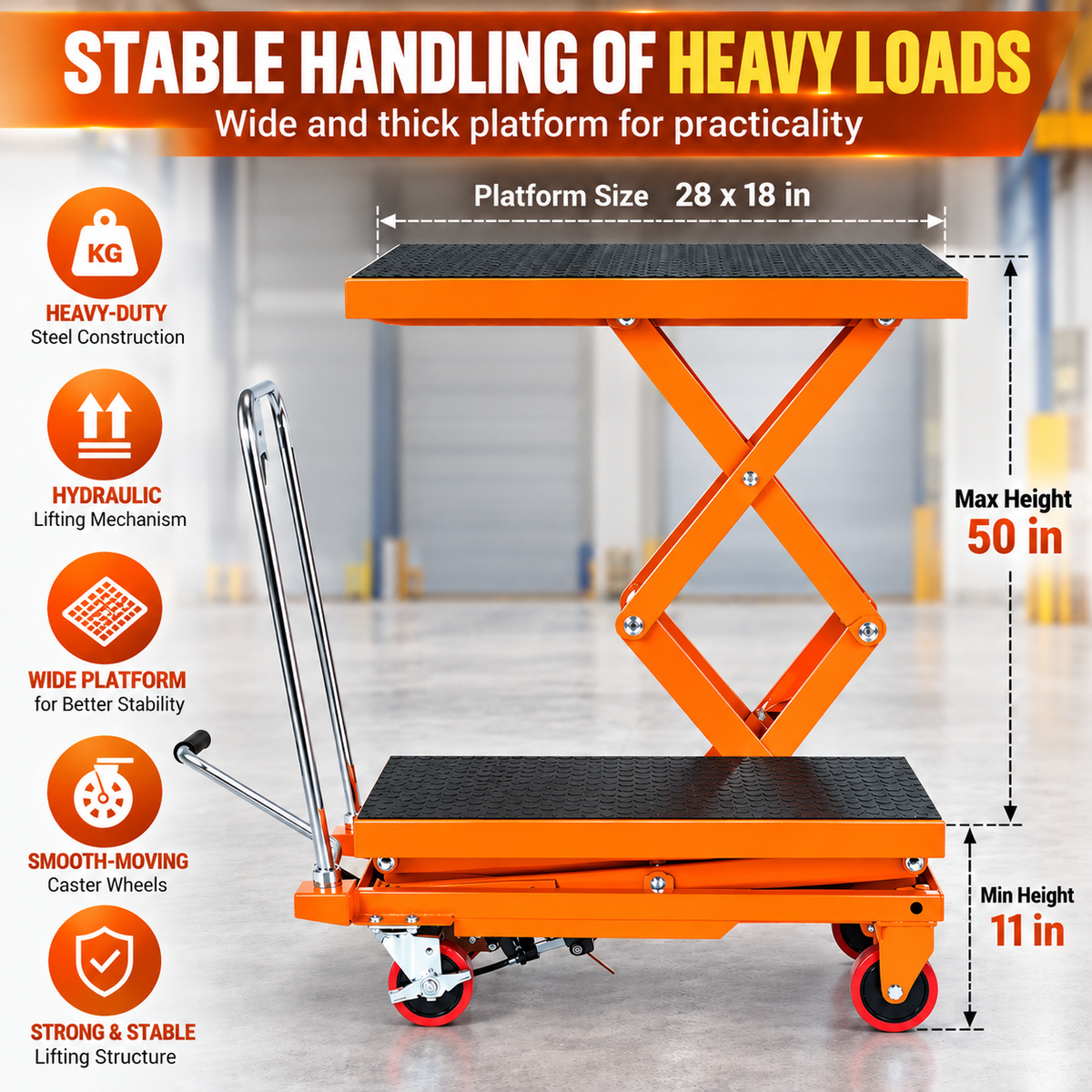 TREOZEN™ Heavy-Duty Hydraulic Scissor Lift Table