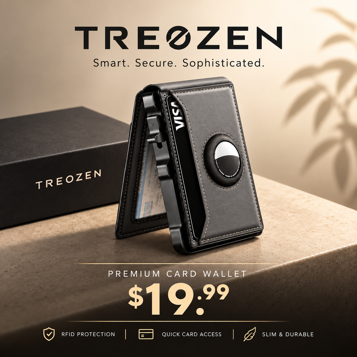 TREOZEN Smart AirTag Wallet – Slim RFID Blocking Pop-Up Card Holder